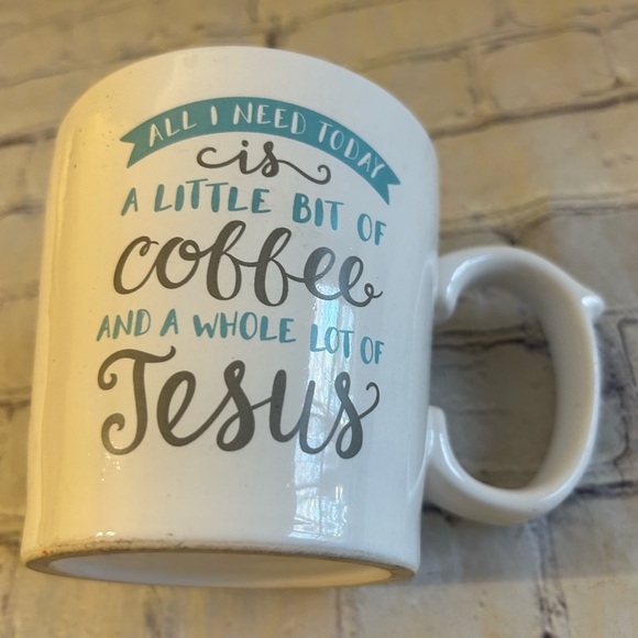 WHITE/GREY/BLUE LETTERS UNIQUE HANDLE INSPIRATION MUG ALL I NEED TODAY - Picture 5 of 5